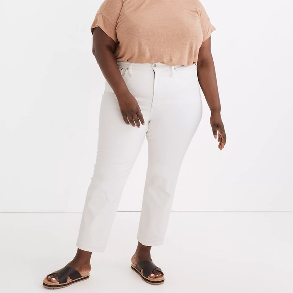 Madewell Denim - Madewell The Plus High-Rise Slim Boyjean in Tile White